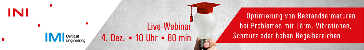 Webinar: Optimierung von Bestandsarmaturen bei Problemen mit Lärm, Vibrationen, Schmutz oder hohen Regelbereichen Optimierung & Anpassung von Bestandsarmaturen