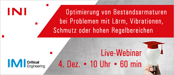 Webinar: Optimierung von Bestandsarmaturen bei Problemen mit Lärm, Vibrationen, Schmutz oder hohen Regelbereichen Optimierung & Anpassung von Bestandsarmaturen